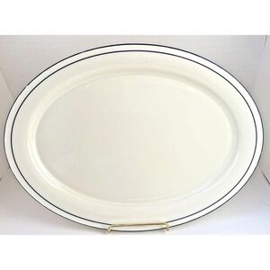 Lenox Blue Pinstripe Oval Serving Platter White China 14.25 x 10.5